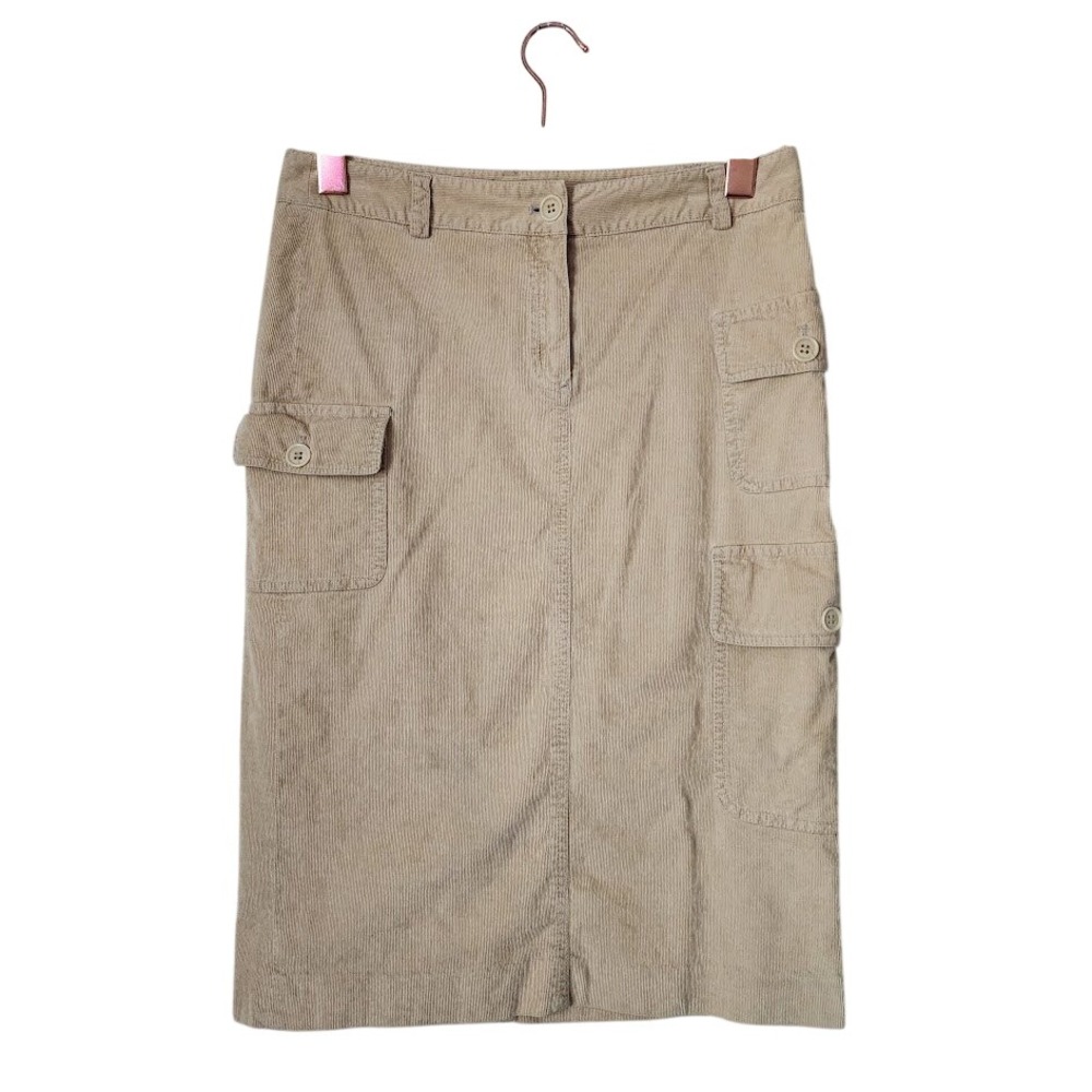 THEORY VINTAGE Y2K Cargo pencil skirt in tan corduroy gorpcore size 2
